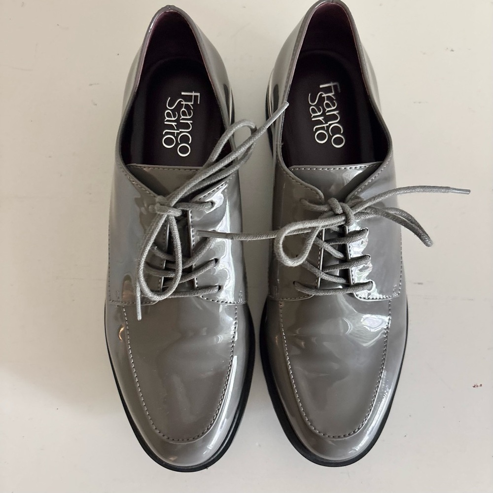Franco Sarto Women's Charles Oxfords in Gray Patent, Size 7, New In Box